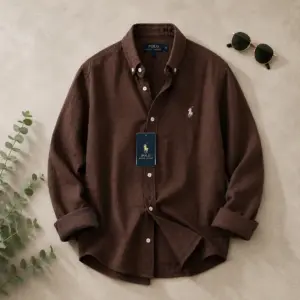 Classic Earth-Tone Button-Down Long Sleeve Shirt