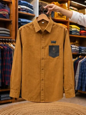 Men’s Everyday Olive Green Button-Down Shirt – Full Sleeves